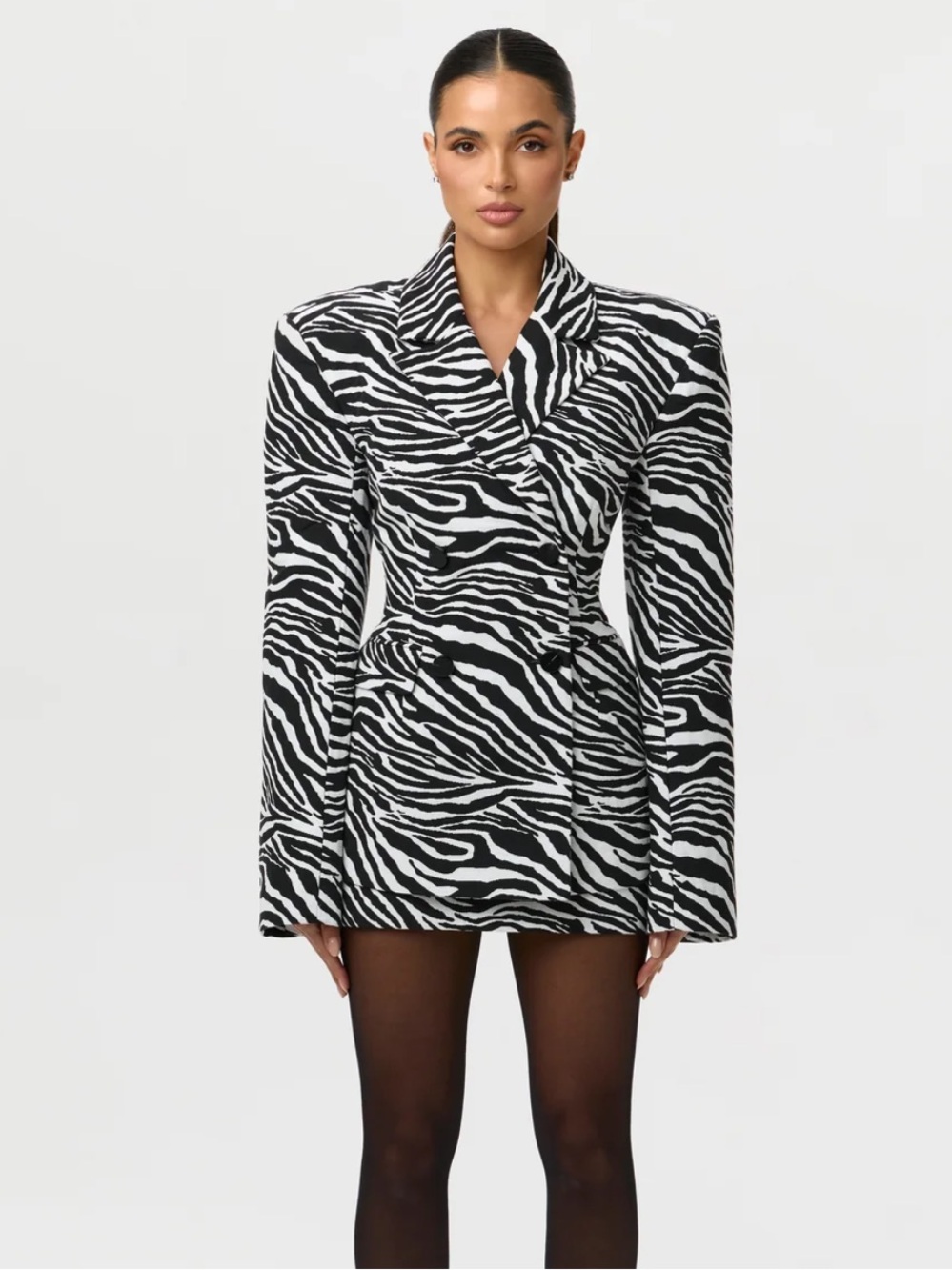 Naked Wardrobe Suiting Zebra Animal Print Jacquard Blazer Dress Jacket Small NEW